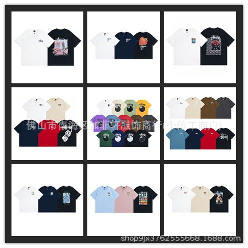 2024 spring and summer new European and American tide brand classic parade printing letters for men and women with short sleeve a generation of hair