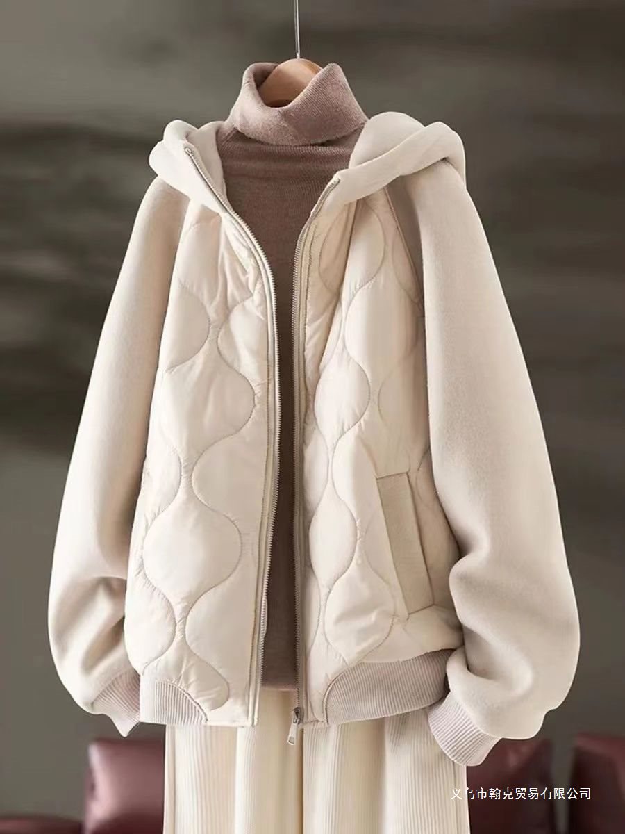 专柜加厚连帽棉衣2024冬季新款棉服棉袄夹棉加绒秋冬棉外套女