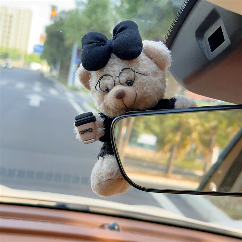 Coche creativo lindo mascota cachorro espejo retrovisor decoración de coche de dibujos animados decoración de coche decoración de coche decoración de coche mujer