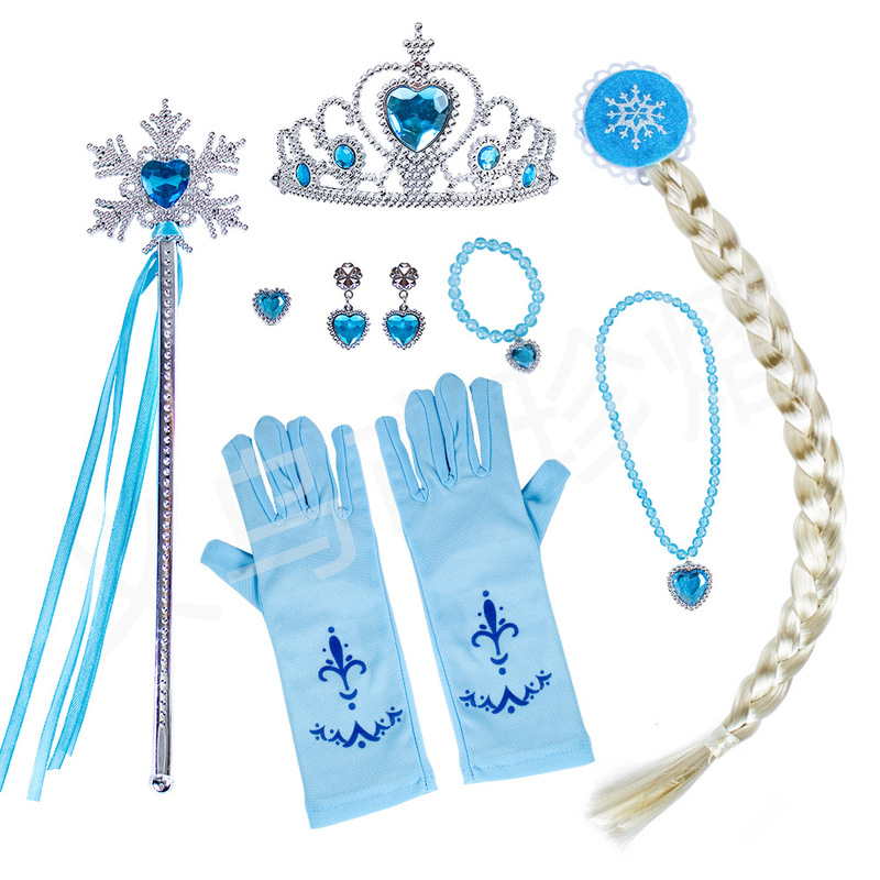 Frozen Elsa Princess Crown Magic Wand Necklace Gloves Ring Set Elsa Same Style Costume Accessories Frozen Elsa Princess Crown Magic Wand Necklace Gloves Ring Set Elsa Same Style Costume Accessories
