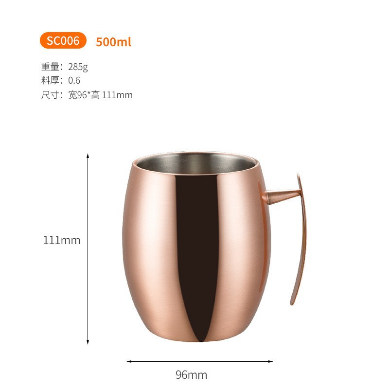 De acero inoxidable de doble capa taza de cerveza de galvanoplastia taza de café bar taza de cóctel fábrica directa Europea llama taza