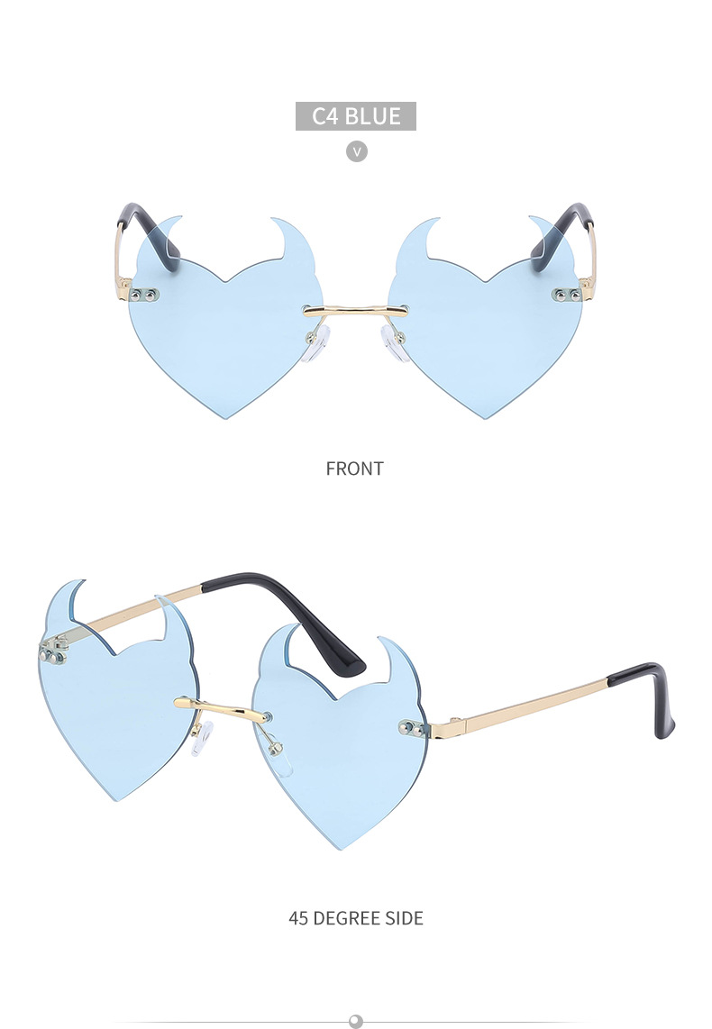 Women's Fashion Heart Shape Pc Special-shaped Mirror Metal Frameless Sunglasses display picture 13