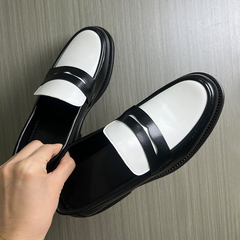 Herren Glattleder Slipper Modische Color-block Freizeitschuhe_voghion.com