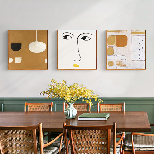 Japanese Original Wood Style Nordic Literary Restaurant Living Room Decoration Painting Dining Room Kitchen Wall Art Abstract Brown