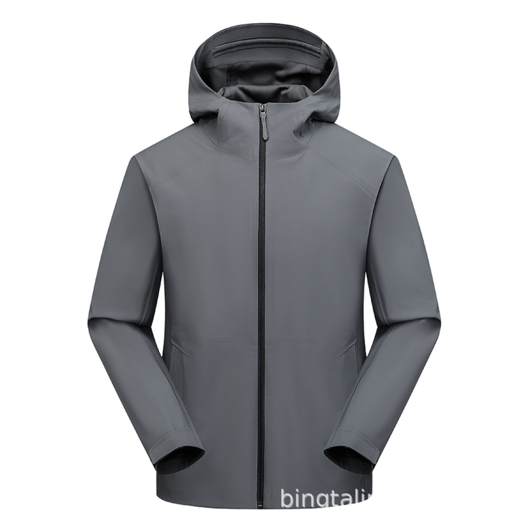 Hong Kong Style Unisex Sports Outdoor Windbreaker Nylon Blend Hooded Softshell Jacket