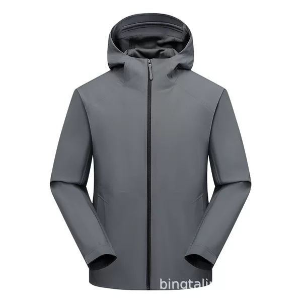 Hong Kong Style Unisex Sports Outdoor Windbreaker Nylon Blend Hooded Softshell Jacket