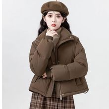 咖色短款羽绒服女冬2023新款美拉德宽松加厚面包小个子新年战袍