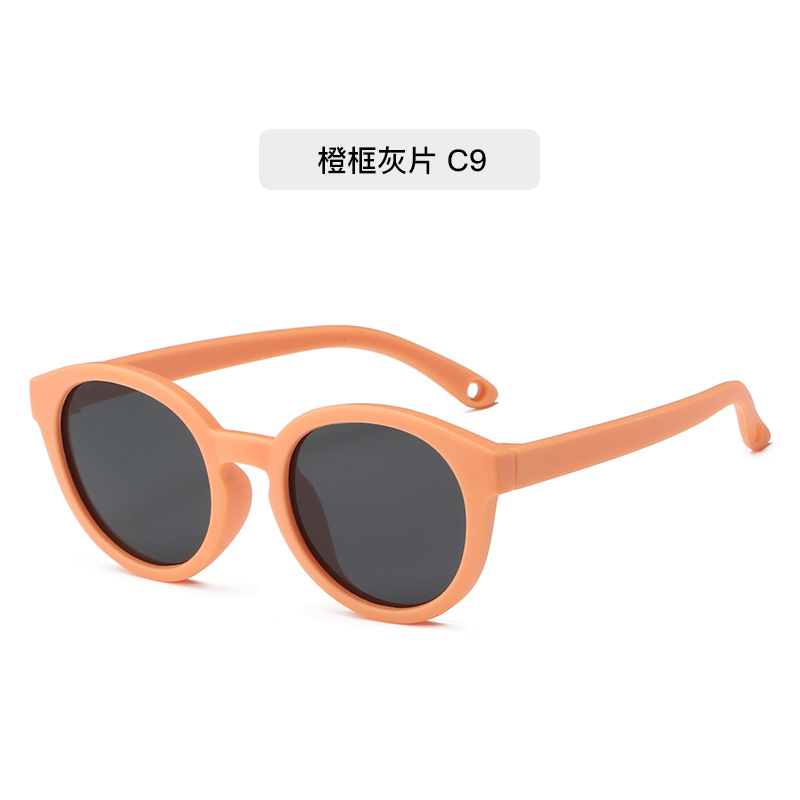 Modische weiche Silikon-Babysonnenbrillen 0-3 Jahre Kinder runde Sonnenbrille UV-Schutz Premium polarisiert hochauflösend