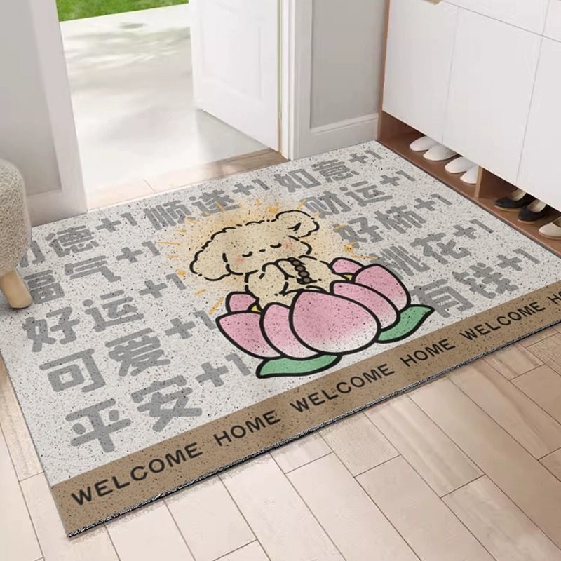 卡通丝圈地垫可爱线条小狗入户进门家用玄关大门口除尘耐脏防滑垫|undefined