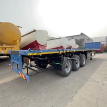 出口半挂车  三轴平板半挂车 20英尺集装箱平板车 栏板运输车