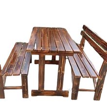 快餐店用的桌椅碳化木户外庭院餐椅茶桌实木酒吧桌快餐桌饭店简约
