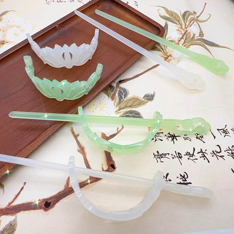 Jade imitación de ácido acético corona de cabello pinzas de cabello de Xiaozhong nuevo estilo chino de alto nivel pinzas de cabello de estilo antiguo Hanfu paso agitar pinzas de cabello tocado