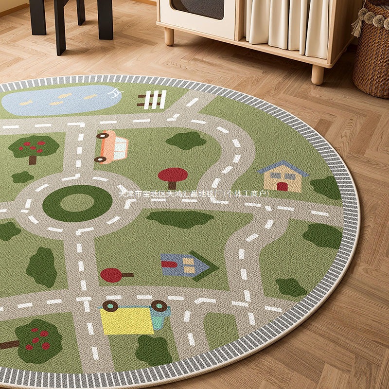 Children's Room Cartoon Carpet Baby Bedroom Play Mat Living Room Climbing Mat Round Mat Reading Area Crawling Mat