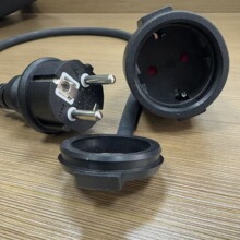 防水IP44欧洲插头电源AC线 两芯接地16A圆针户外园艺工具延长线