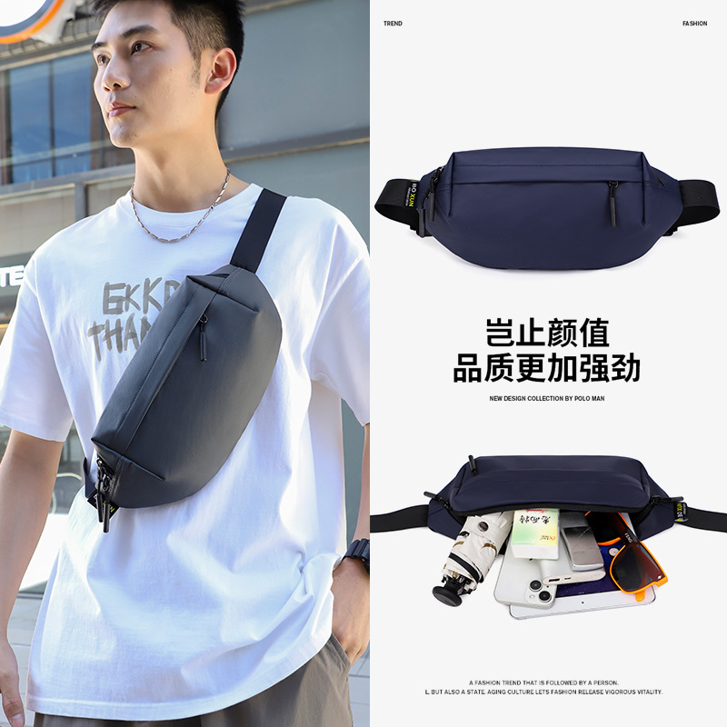 Venta al por mayor transfronteriza 2024 nueva moda al aire libre cintura casual bolso de mensajero de un solo hombro para hombre bolso de pecho impermeable multifuncional