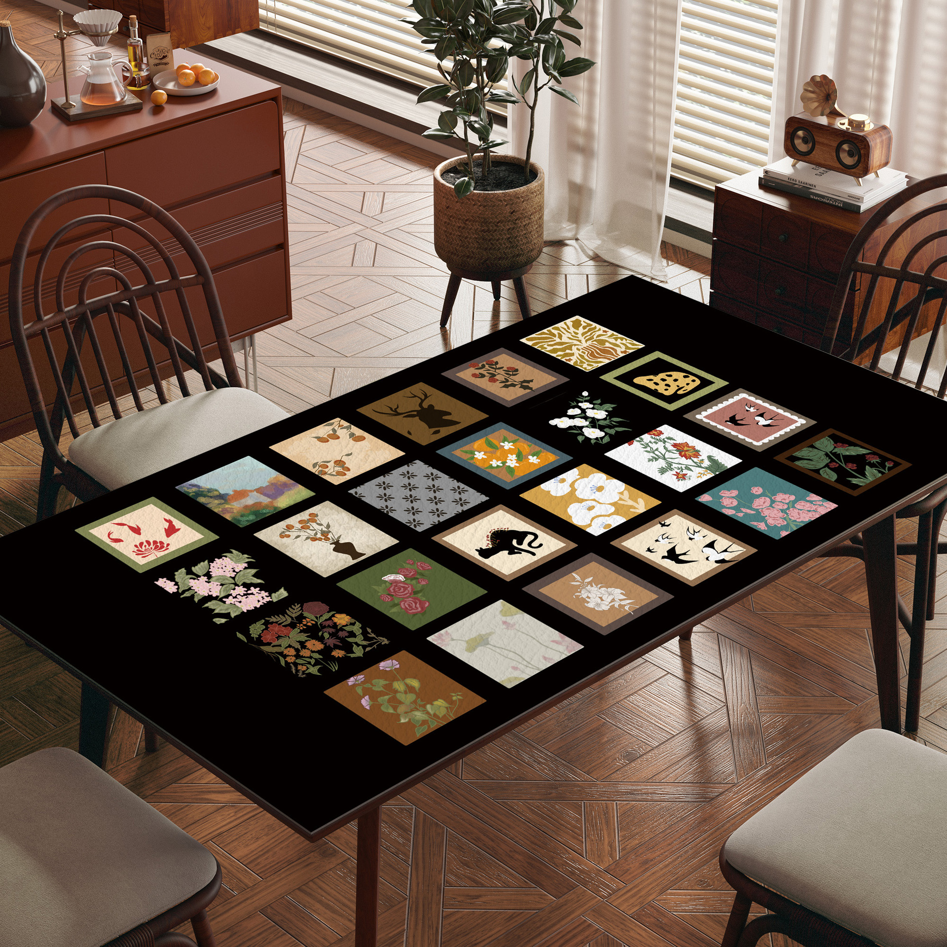 中古风双面皮革餐桌垫轻奢高级感免洗防水防油防烫桌布家用茶几垫