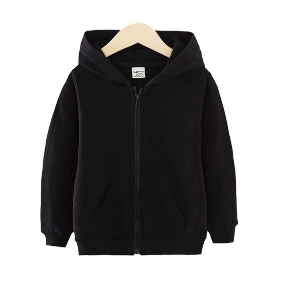 Men's and Women's Coat Spring and Autumn New Plain Korean Casual Children's Sports Hooded Zipper Cardigan Trendy Top