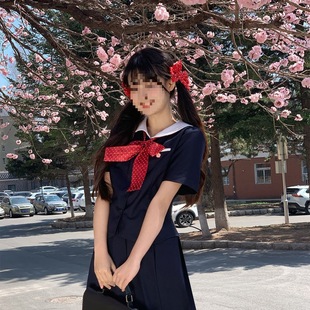 Maple Bell Story Jk Short-Sleeve Uniform Set School Style Waist-Cinching Cyan Suit Shirt Thin Japanese and Korean Casual Clothing