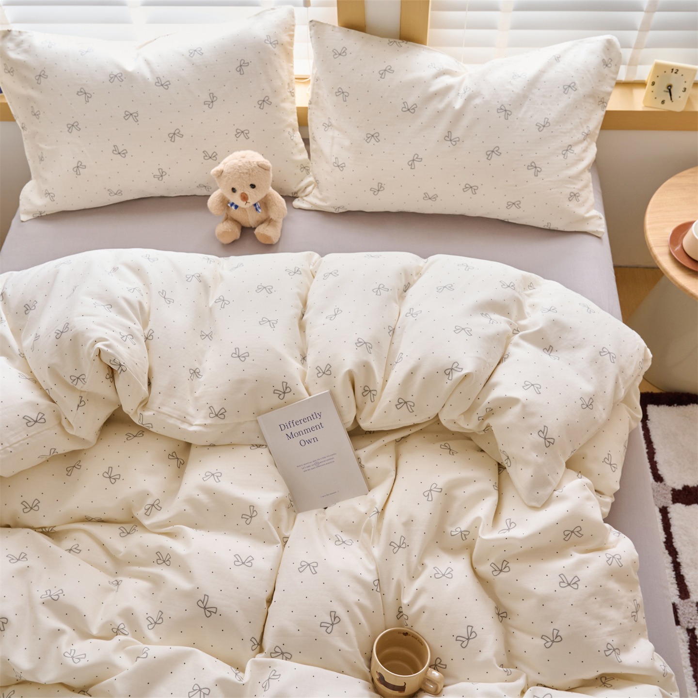 New Pure Cotton Double-Layer Yarn Embroidered A-Class Ins Style Mixed Pillowcase Age-Reducing Four-Piece Bed Bed Sheets Quilt Cover