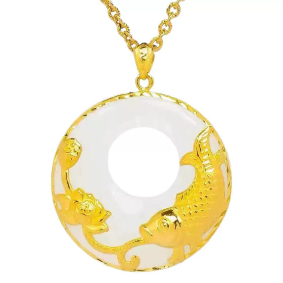 New Koi Rich Flower Pendant Pendant Necklace Female Niche Design Year after Year Lotus Pendant Clavicle Chain