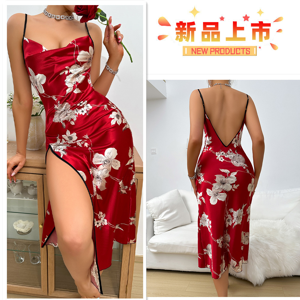 Página de inicio pijamas de mujer camisón de seda artificial de mujer Pijamas de mujer sexy Amazon pijamas Albornoz ropa para el hogar generación