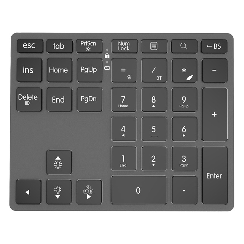 Teclado numérico Bluetooth 2,4G con cable de tres modos retroiluminado RGB aleación de aluminio multifuncional 35 teclas batería grande incorporada BLE