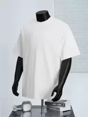 Fashionable Brand Black and White Combed Cotton Round Neck Short-Sleeved T-Shirt for Men Pure Color Summer New American West Coast Tops for Women Ins