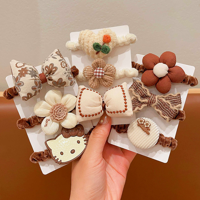 Niños cuerdas de cabello dulces niñas de alto valor facial color café leche de alta elasticidad cuerdas de cabello de cabello de cola de caballo de niña