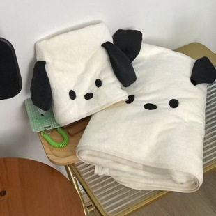 Cute Black and White Puppy Bath Towel Coral Velvet Thickened Wearable and Wrapable Absorbent Bath Skirt for Bathing