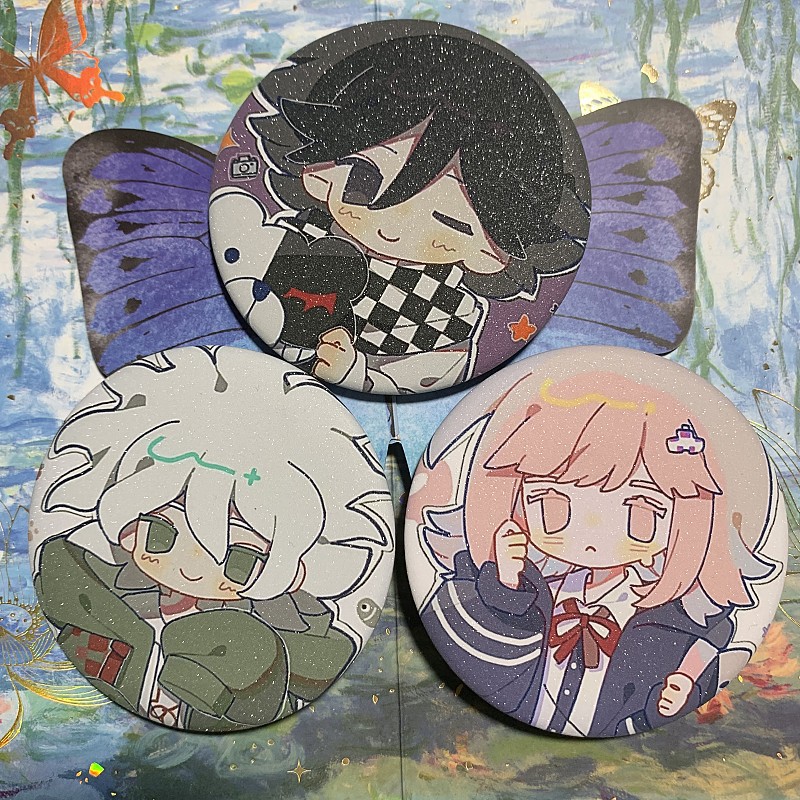 Danganronpa Badges: Makoto Naegi, Kyoko Kirigiri, Aoi Asahina, Kaede Akamatsu, Ryoko Otonashi, Nagito Komaeda, Baji