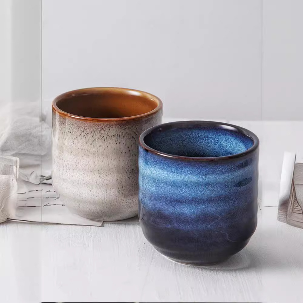 Transfronterizo retro creativo horno de cerámica doméstica comedor de tornillo kung fu taza de té taza de agua pequeño tazón de té comidas de estilo japonés