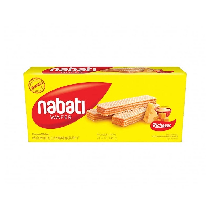 Импорт из Индонезии, вафельное печенье Naboti 145 г с сыром и шоколадом, закуски оптом