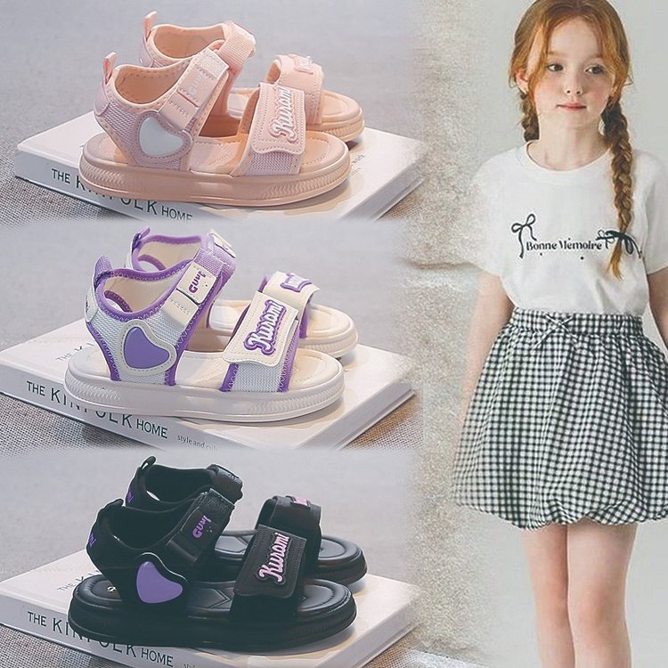 Zapatos casuales de moda para niñas versátiles 2026 verano nuevos niños huecos sandalias de dedos abiertos zapatos de princesa de amor para niñas image 1