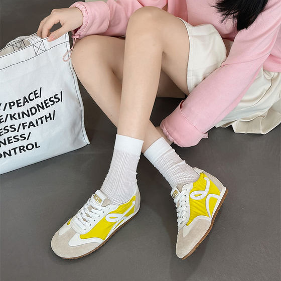 Genuine Leather Forrest Gump Shoes Women's Spring and Summer 2025 New Flat Ballet Shoes Casual All-match German Training Shoes Color Matching Women's Shoes Trendy