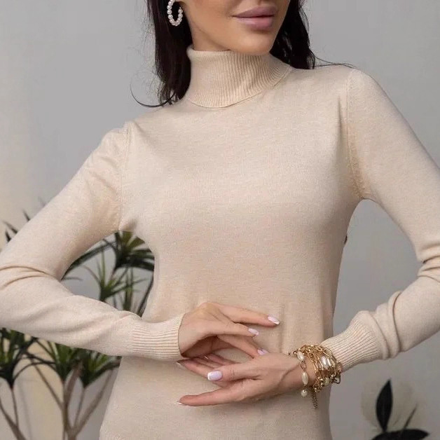 European and American Style Knitted Base Layer Sweater, Autumn and Winter Warm Turtleneck Sweater for Women Early Bew