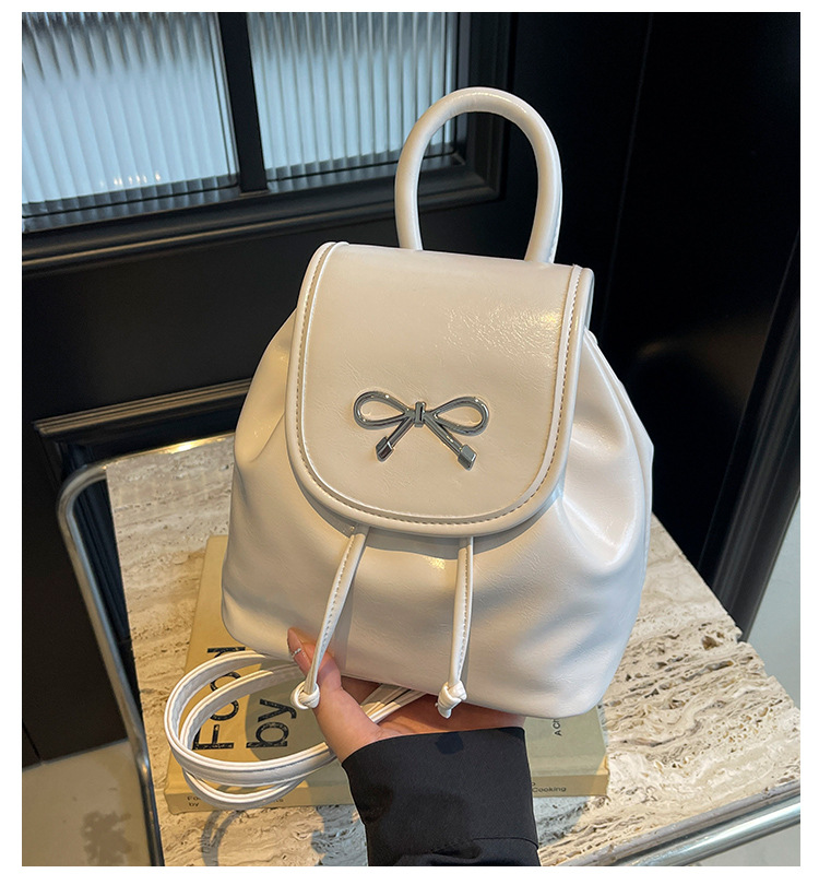 2024 New Fashionable Bucket Bow Korean Edition Casual Shoulder Small Women's Bag Handheld Personalized Backpack_voghion.com