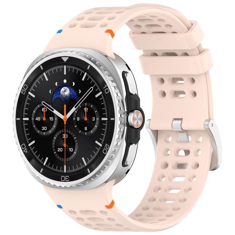 Para Samsung Galaxy Watch8 / Watch8Classic aleación de botón de plata agujero respirado agujero correa de silicona