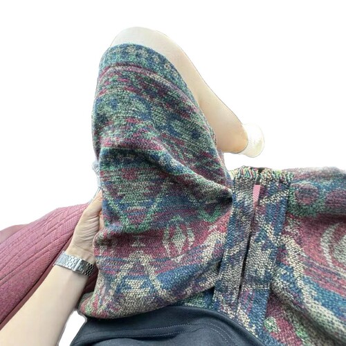 Men's Spring and Autumn Design-Sensitive Ethnic Style Pants, American Heavyweight High Street Vintage Wool Knit Casual Shorts