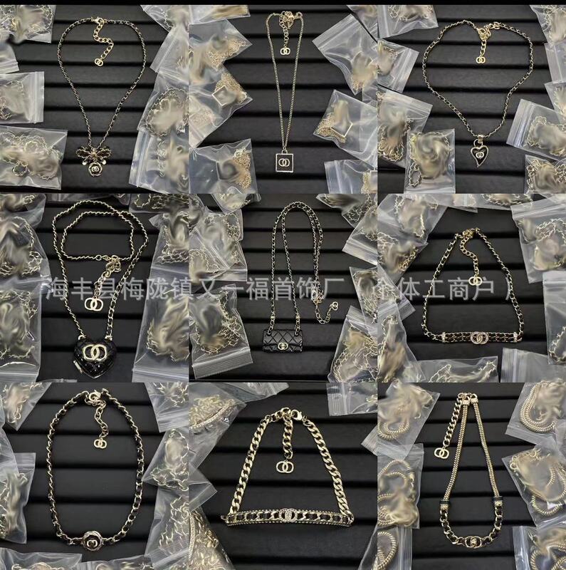 Xiao Xiang Style New Double C Full Diamond Bow Diamond Diamond Plaid Xiang Home Necklace All-match Fashion High-end Fragrant Grandma's Collarbone Chain