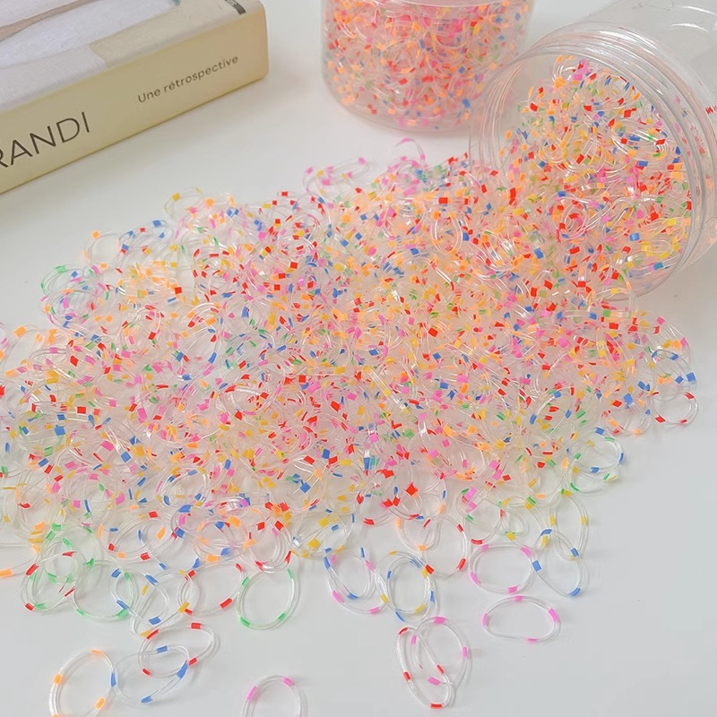 Banda de goma desechable para el cabello no lastimado Anillo de goma para trenza de niña Banda de goma Color Valor de alta cuerda elástica para el cabello Tocado