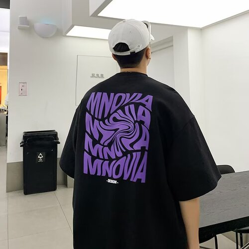 Pure cotton loose short-sleeve t-shirt for men, Japanese streetwear brand, high-street letter print, summer versatile casual half-sleeve t-shirt