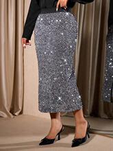 D 10892 High Waist Sequin Mermaid Skirt ��Ƭ�~β����ȹ