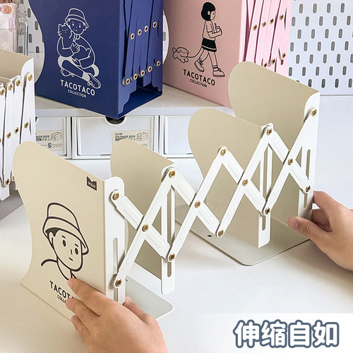 Collaborative Desktop Organizer Book Stand for Students: Adjustable Shelf with Extendable Dividers