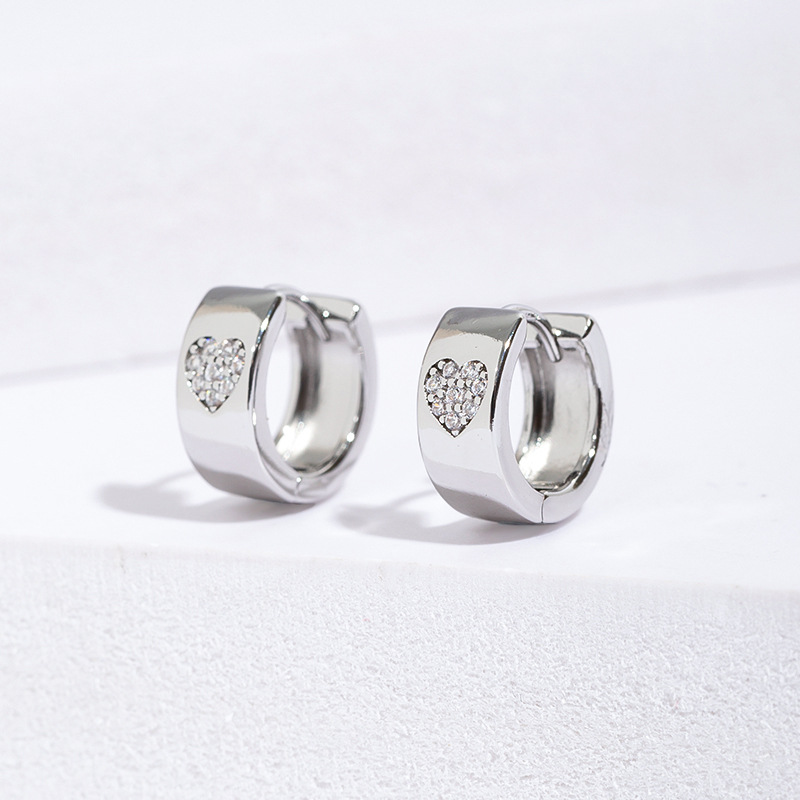 13g Weight Copper Ear Needle Material Zircon Inlay Material Earrings Classification 1 Pair Quantity Daily Occasion Copper Material Heart Shape Pattern Women's Gender Polished Finish Plating Design Lady Style 1 Pair Lady Heart Shape Plating Copper Zircon Earrings 4