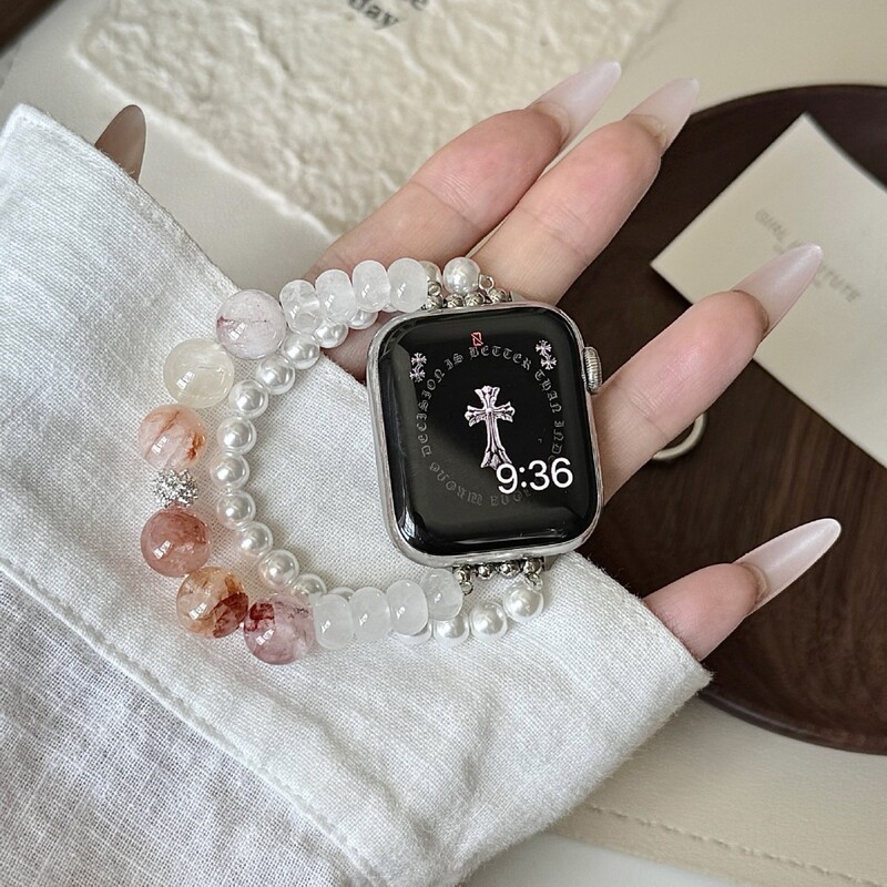 苹果水晶珍珠双排表带适用苹果手表iwatch10代987654Ultra/SE|undefined