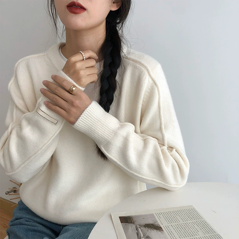 Маленький свободный ретро японский свитер женский осенний и зимний