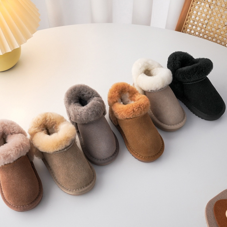 Australian children's snow boots 23 autumn and winter boys and girls thick velvet low-cut plush Vintage anti-velvet shopping mall same style