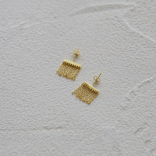 Japanese Style One-character Tassel 925 Silver Needle Earrings Earrings Simple Light Luxury Niche Design Unique Temperament Earrings