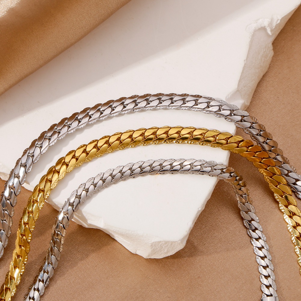 Geometric Pattern Real Gold Plated Geometric 316 Stainless Steel Vintage Style Classic Style Waterproof Non Tarnish 316 Stainless Steel Chain Bracelet
