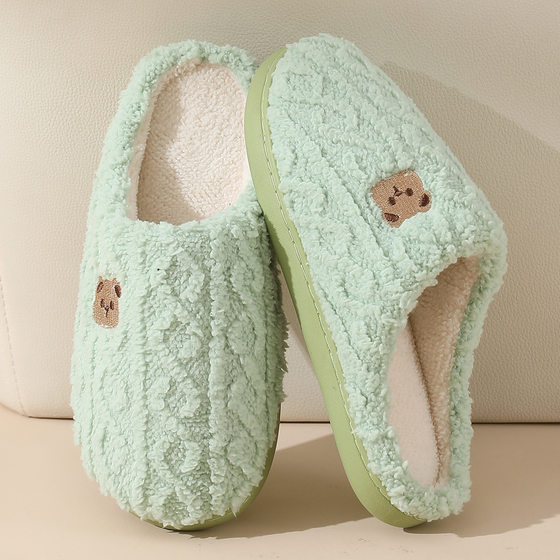 Cotton Slippers Women's Autumn and Winter New Style Bear Indoor Home Non-slip Household Couple Men's Winter Warm Cotton Slippers